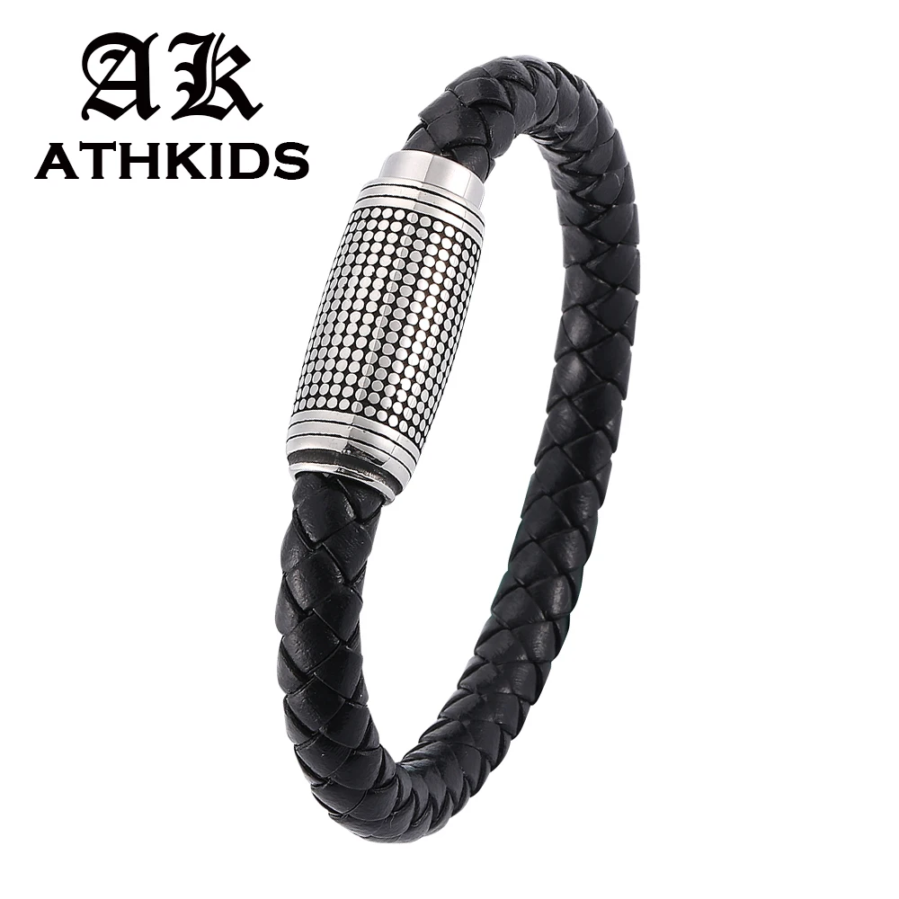 Charm Black Braid Leather Bracelet for Men Jewelry Skull Stainless Steel Beads Bangle Magnetic Buckle Bangle pulsera PD0058
Charm Black Braid Leather Bracelet for Men Jewelry Skull Stainless Steel Beads Bangle Magnetic Buckle Bangle pulsera PD0058