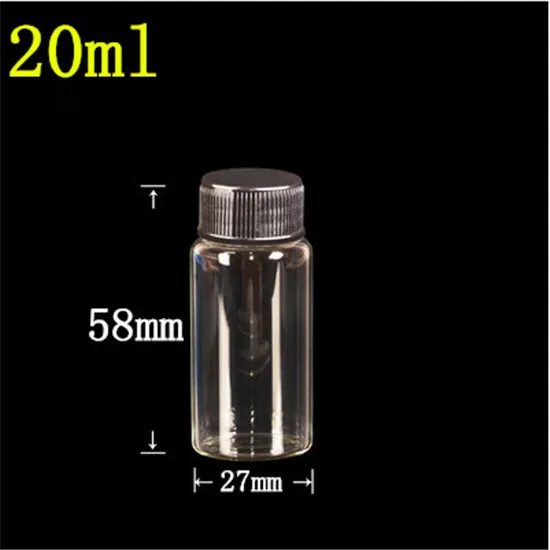 50 pcs 27x58x14 mm Glass Bottles With Black Screw Plastic Cap DIY 20 ml Jars Containers New Arrival
50 pcs 27x58x14 mm Glass Bottles With Black Screw Plastic Cap DIY 20 ml Jars Containers New Arrival