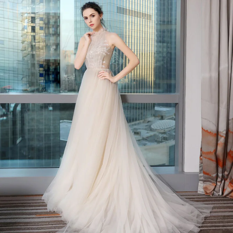 Elegant High Neck Sleeveless Tulle Muslim Wedding Dress For Bride Islamic Gowns Wedding Bridals Vestido De Noiva
Elegant High Neck Sleeveless Tulle Muslim Wedding Dress For Bride Islamic Gowns Wedding Bridals Vestido De Noiva