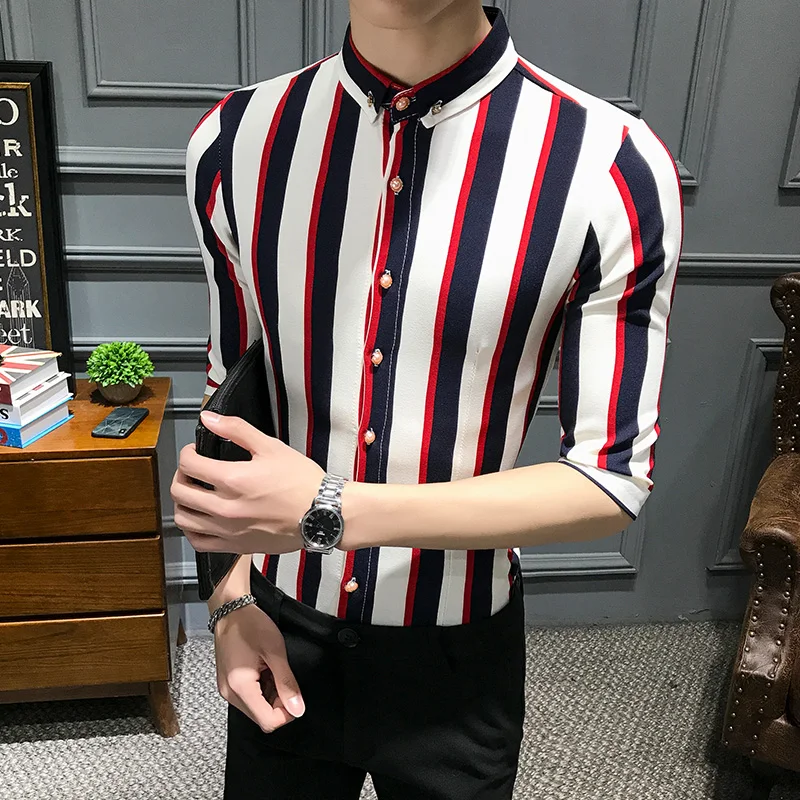 YASUGUOJI New 2019 Summer Fashion Slim Fit Shirt Men Vertical Striped Shirts for Men Half-sleeve Shirt Roll Up Sleeve Shirt Men
YASUGUOJI New 2019 Summer Fashion Slim Fit Shirt Men Vertical Striped Shirts for Men Half-sleeve Shirt Roll Up Sleeve Shirt Men
