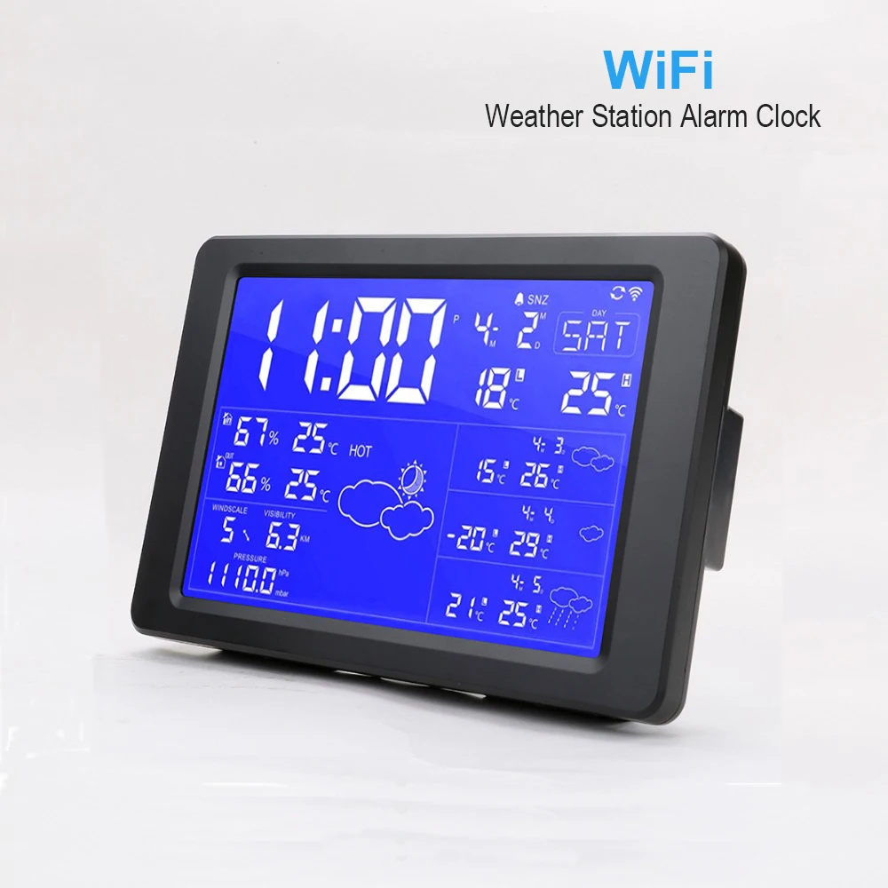 New Smart WiFi Weather Station Alarm Clock With Backlight Digital Clock Desktop Clock Support Weather Forecast For Next 3 days
New Smart WiFi Weather Station Alarm Clock With Backlight Digital Clock Desktop Clock Support Weather Forecast For Next 3 days