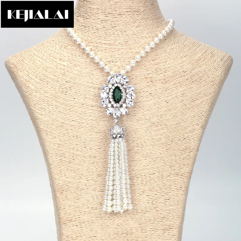KEJIALAI Bohemian Style Jewelry Beads Chain Necklace Long Tassel Pendant Necklace for Women Girl Crystal Charm Paved with Zircon
KEJIALAI Bohemian Style Jewelry Beads Chain Necklace Long Tassel Pendant Necklace for Women Girl Crystal Charm Paved with Zircon