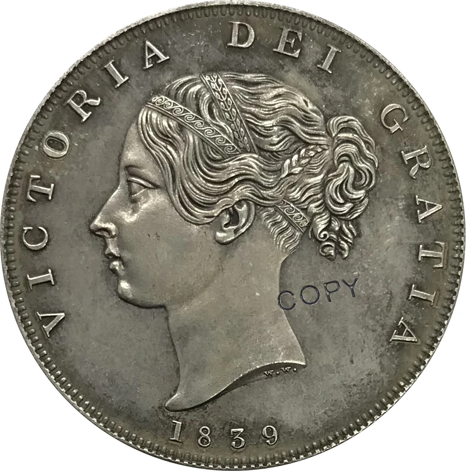 1839 Великобритании 1/2 Корона предметы коллекционирования из мельхиора, покрытые серебром копия монеты
1839 Великобритании 1/2 Корона предметы коллекционирования из мельхиора, покрытые серебром копия монеты