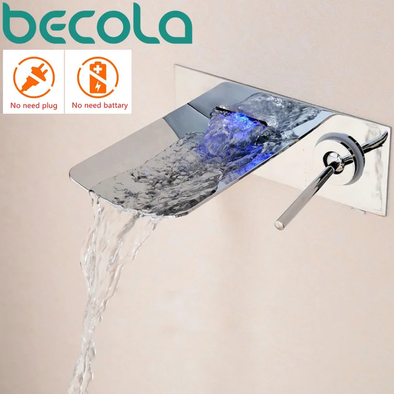 BECOLA Free shippin LED brass wall chrome Waterfall Dual Hole Basin Faucet Bathroom Single Handle Tub Sink Mixer Taps with 9013
BECOLA Free shippin LED brass wall chrome Waterfall Dual Hole Basin Faucet Bathroom Single Handle Tub Sink Mixer Taps with 9013