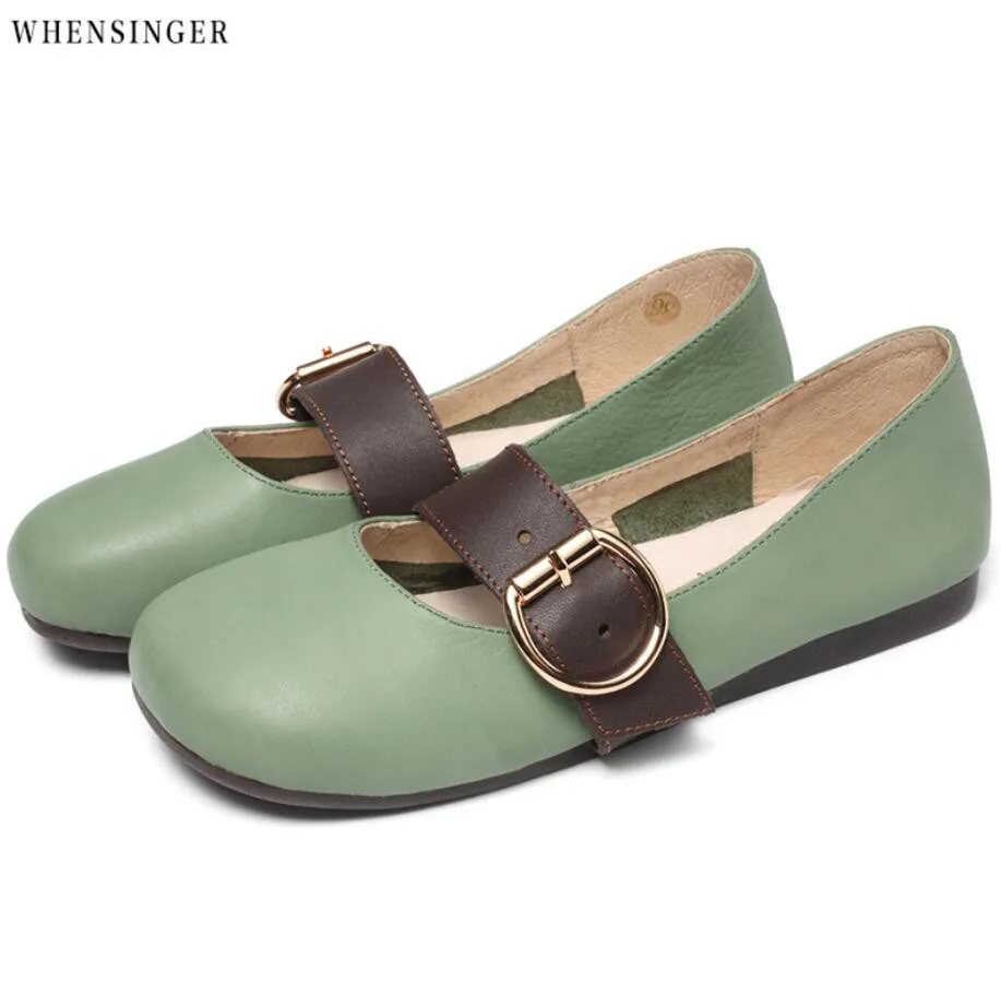 Whensinger - Women Flat Shoes loafers Genuine Leather Casual Buckle green Flats Shoe Vintage Elegant Fashion Ventilation
Whensinger - Women Flat Shoes loafers Genuine Leather Casual Buckle green Flats Shoe Vintage Elegant Fashion Ventilation