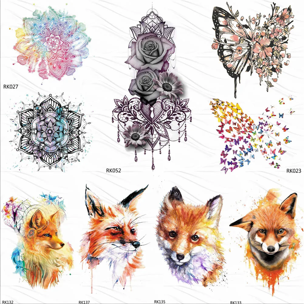 OMMGO Watercolor Henna Mandala Flower Temporary Tattoos For Women Girls Rose Sexy Tattoos Sticker Butterfly Fox Tatoo Sheet
OMMGO Watercolor Henna Mandala Flower Temporary Tattoos For Women Girls Rose Sexy Tattoos Sticker Butterfly Fox Tatoo Sheet