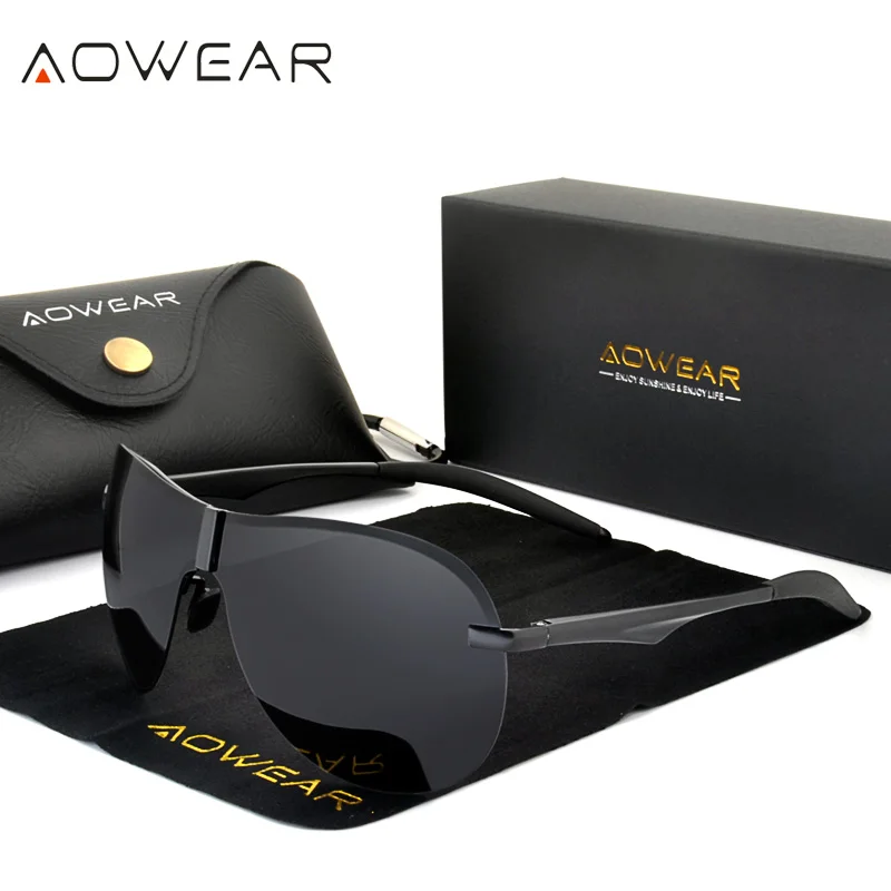 Солнцезащитные очки AOWEAR мужские большие поляризационные, брендовые дизайнерские модные уличные солнечные очки без оправы
Солнцезащитные очки AOWEAR мужские большие поляризационные, брендовые дизайнерские модные уличные солнечные очки без оправы