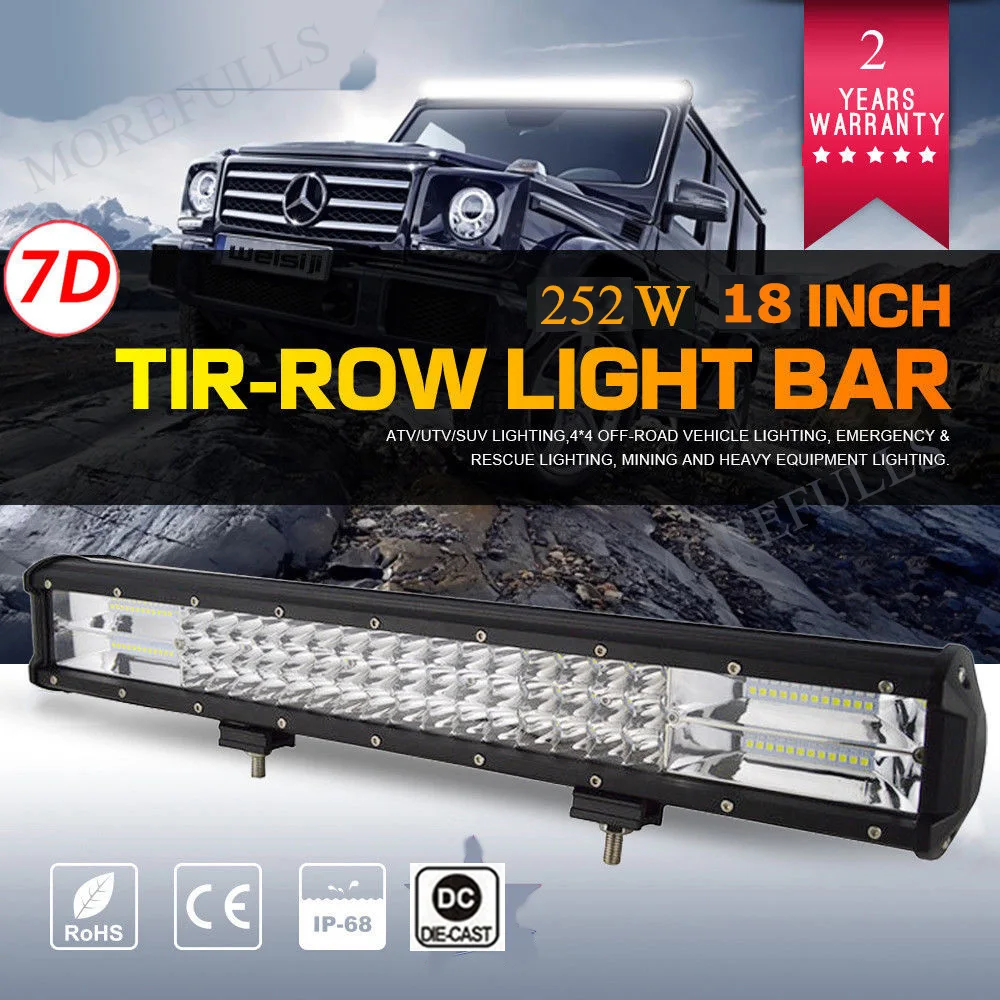 7D 18 Inch 252W Led Light Bar Combo Led Beams Auto Work Light for Jeep ATV Off-Road 12V 24V Led Driving Lamp
7D 18 Inch 252W Led Light Bar Combo Led Beams Auto Work Light for Jeep ATV Off-Road 12V 24V Led Driving Lamp