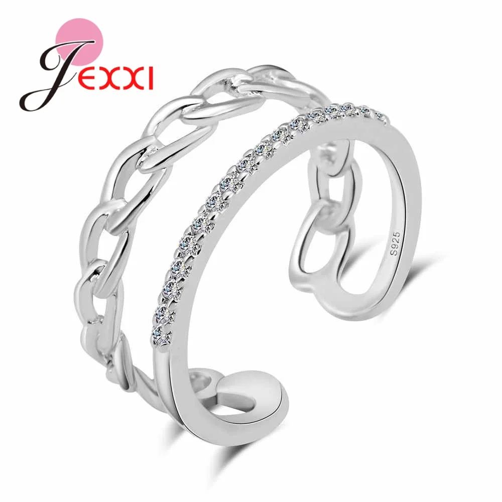 New Created Open Rings Link Chain Shape Micro Inlay CZ Crystal 925 Sterling Silver Adjustable Anillos
New Created Open Rings Link Chain Shape Micro Inlay CZ Crystal 925 Sterling Silver Adjustable Anillos