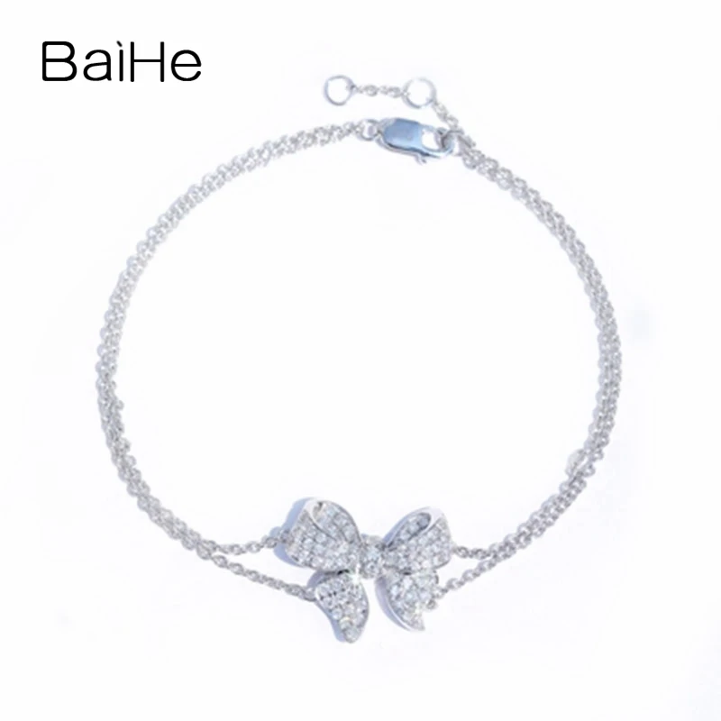 BAIHE Solid 18K White Gold 0.47ct H/SI Natural Diamond Bowknot Bracelet Women Girl Trendy Fine Jewelry Making Pulsera de lazo
BAIHE Solid 18K White Gold 0.47ct H/SI Natural Diamond Bowknot Bracelet Women Girl Trendy Fine Jewelry Making Pulsera de lazo