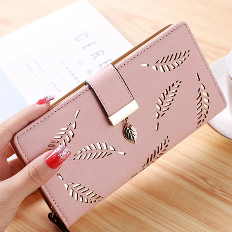 Leather Wallets and Purses Women Leaf Hollow Out Long Wallet Phone Bag Card Holder Coin Pocket Clutch Purses Money Bags Carteira
Leather Wallets and Purses Women Leaf Hollow Out Long Wallet Phone Bag Card Holder Coin Pocket Clutch Purses Money Bags Carteira