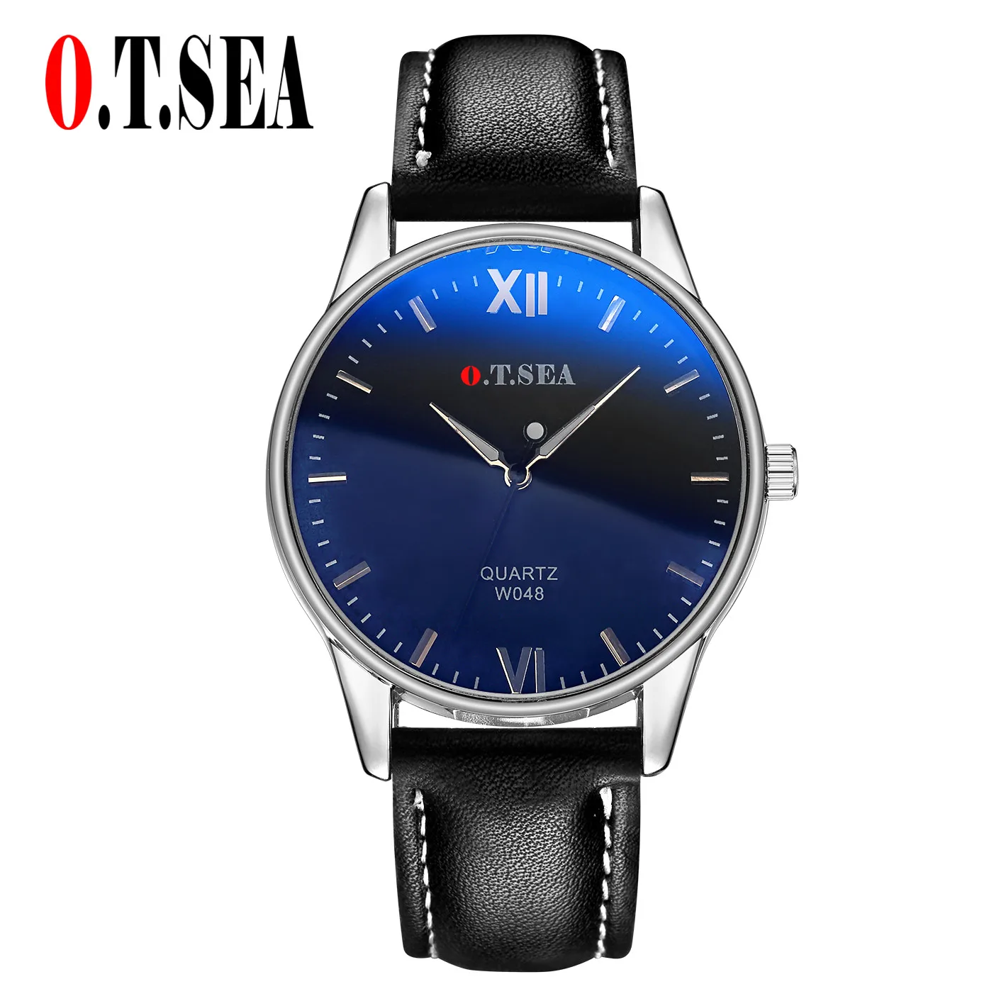 Luxury O.T.SEA Brand Blue Ray Glass Faux Leather Watches Men Military Sports Quartz Wrist Watch Relogio Masculino W048 | Наручные часы