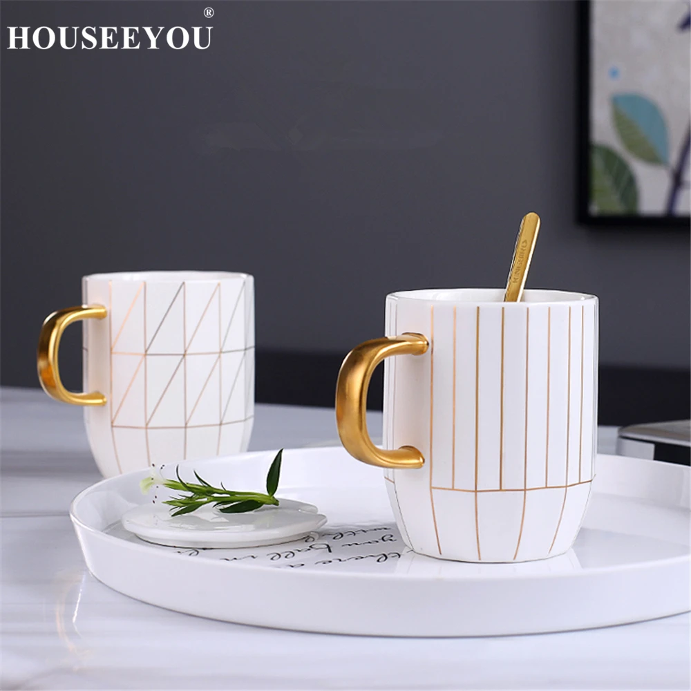 Домашняя дизайнерская кружка для кофе HOUSEEYOU кофейная с золотой ручкой деревянный