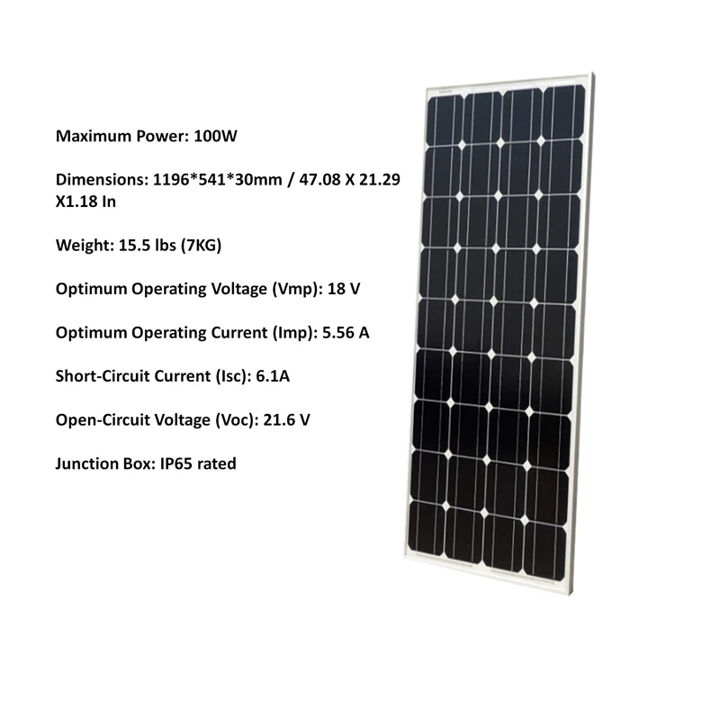 100W Solar Panel Monocrystalline Cell For 12V Battery Power Charger Home Solar Module System Charger RU EU US Stock
100W Solar Panel Monocrystalline Cell For 12V Battery Power Charger Home Solar Module System Charger RU EU US Stock