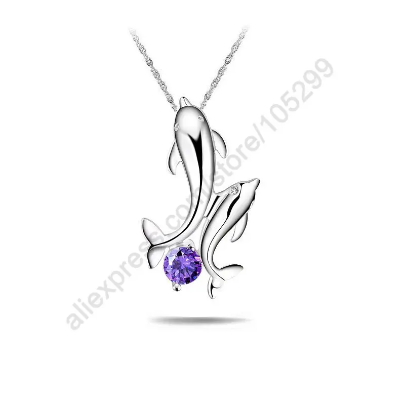 Women Design Style Genuine 925 Sterling Silver Jewelry Charms Double Dolphin Cubic Zircon Animal Pendant Necklaces
Women Design Style Genuine 925 Sterling Silver Jewelry Charms Double Dolphin Cubic Zircon Animal Pendant Necklaces