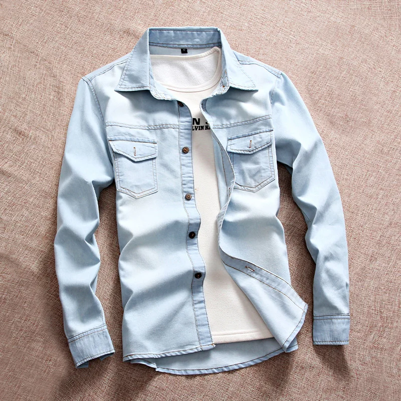 Spring Slim Slim Men's Denim Shirt Long Sleeve Retro Teenage Student Casual Shirt Jacket
Spring Slim Slim Men's Denim Shirt Long Sleeve Retro Teenage Student Casual Shirt Jacket