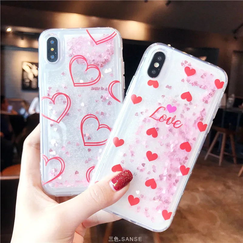 Любовь блеск быстрый песок чехол для телефона iPhone 6 6S Лидер продаж Пластик
