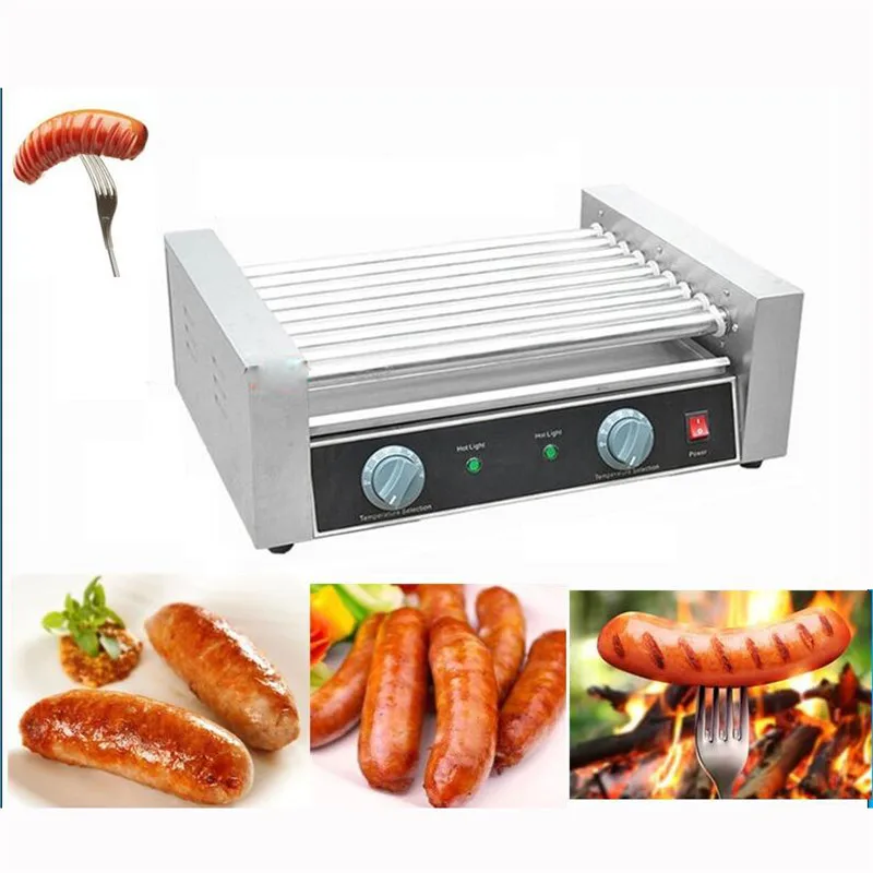 9 rollers electric hot dog roaster machine Hot Dog Meat Ball roller Grill Roast Sausage rolling baked | Бытовая техника