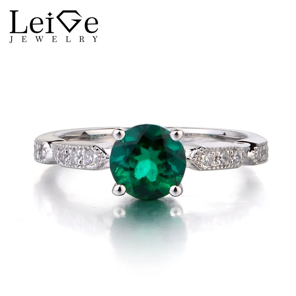 Leige Jewelry Emerald Engagement Rings for Women 925 Sterling Silver Round Cut Wedding Ring Green Gemstone Fine Jewelry
Leige Jewelry Emerald Engagement Rings for Women 925 Sterling Silver Round Cut Wedding Ring Green Gemstone Fine Jewelry