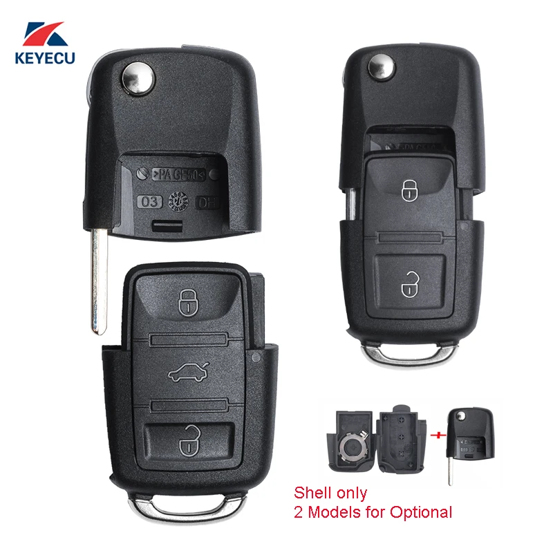 KEYECU замена флип дистанционного ключа автомобиля чехол Fob 2/3 кнопка для VW Volkswagen Seat