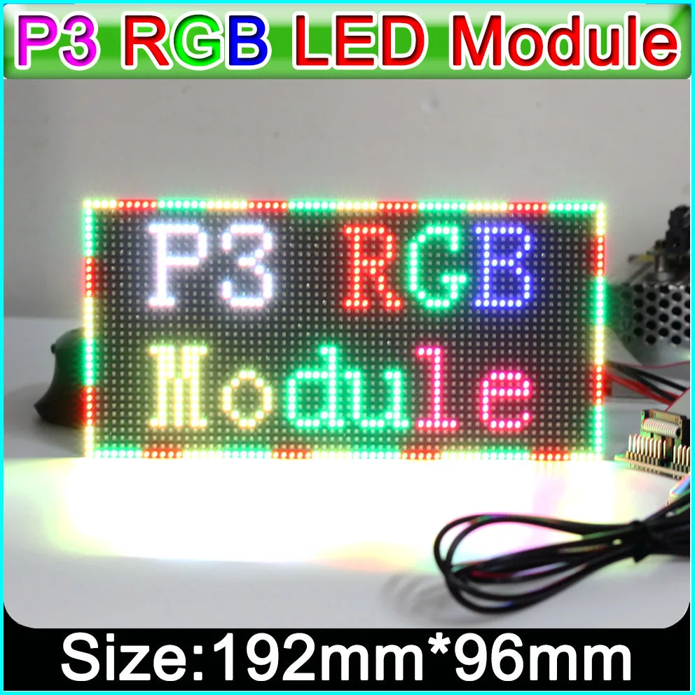 P3 Крытый полноцветный светодиодный модуль дисплея 192 мм x 96 64*32 пикселей SMD 3 в 1 RGB P4