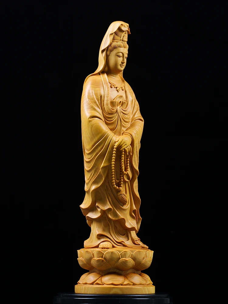 Guanyin Bodhisattva boxwood Carving Home Living Room Solid Wood Carving Handicrafts for Fengshui Buddha Statues
Guanyin Bodhisattva boxwood Carving Home Living Room Solid Wood Carving Handicrafts for Fengshui Buddha Statues