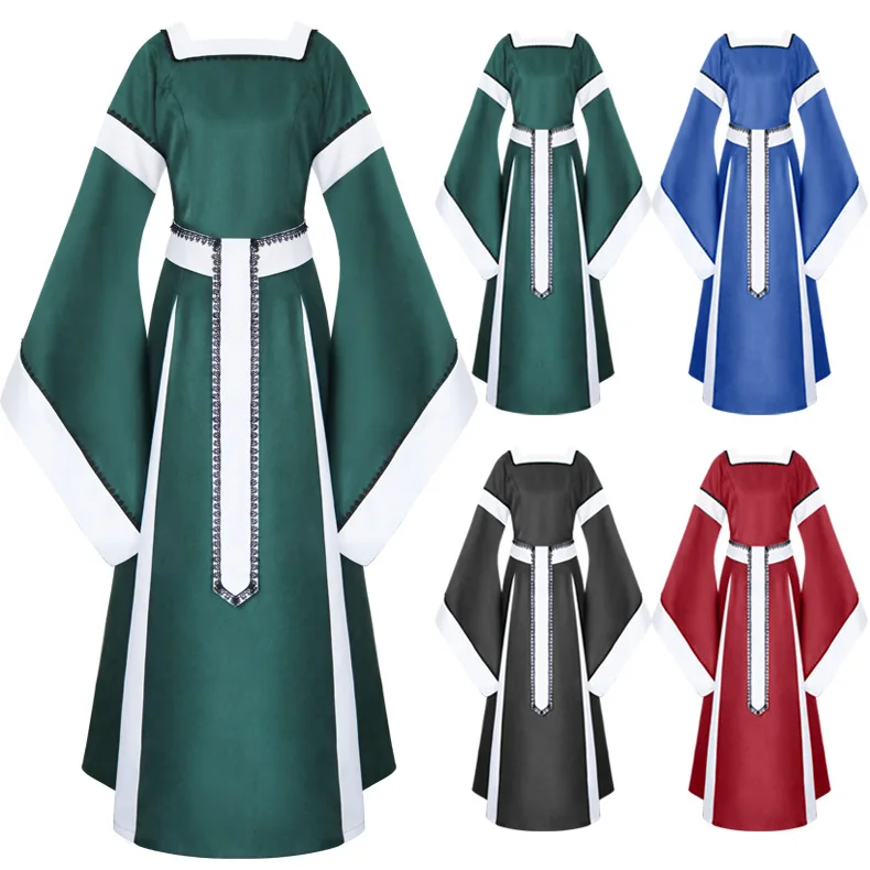 European Middle Ages Cosplay Costume Medieval Women Square Neck Flare Sleeve Long Classical Dress Renaissance Dresses
European Middle Ages Cosplay Costume Medieval Women Square Neck Flare Sleeve Long Classical Dress Renaissance Dresses