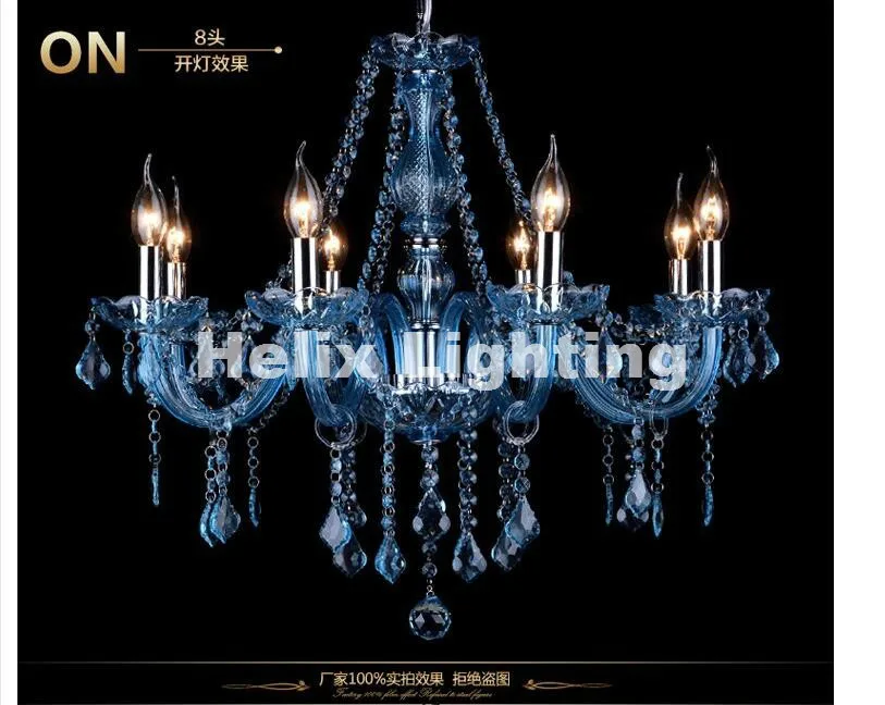 

European Modern Blue K9 Crystal Chandelier Lustre Crystal Chandeliers Light Lustres De Cristal Chandelier LED AC Villa Blue Lamp