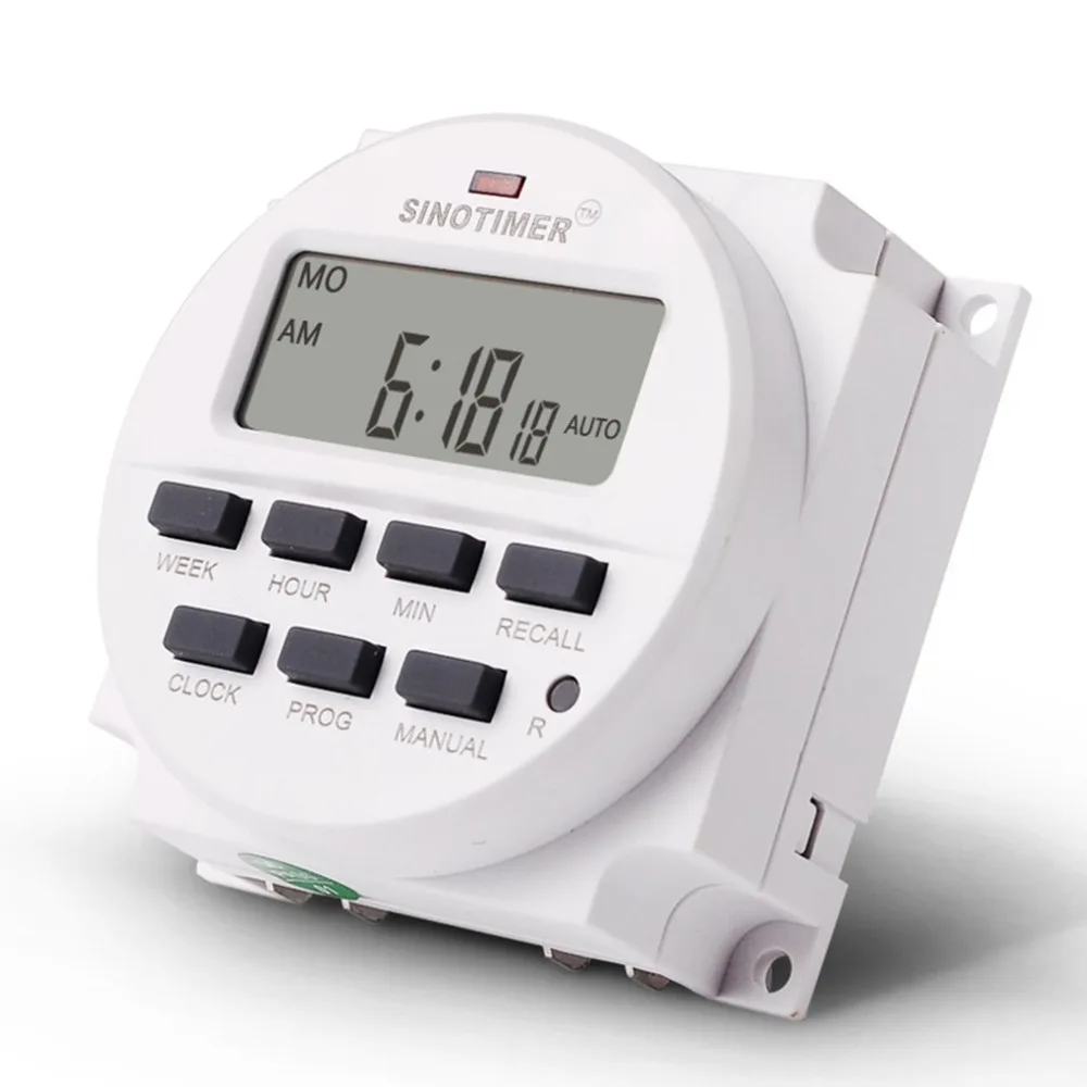 SINOTIMER TM618N-2 220 В LCD Цифровой AC программируемый таймер с UL указанным реле внутри