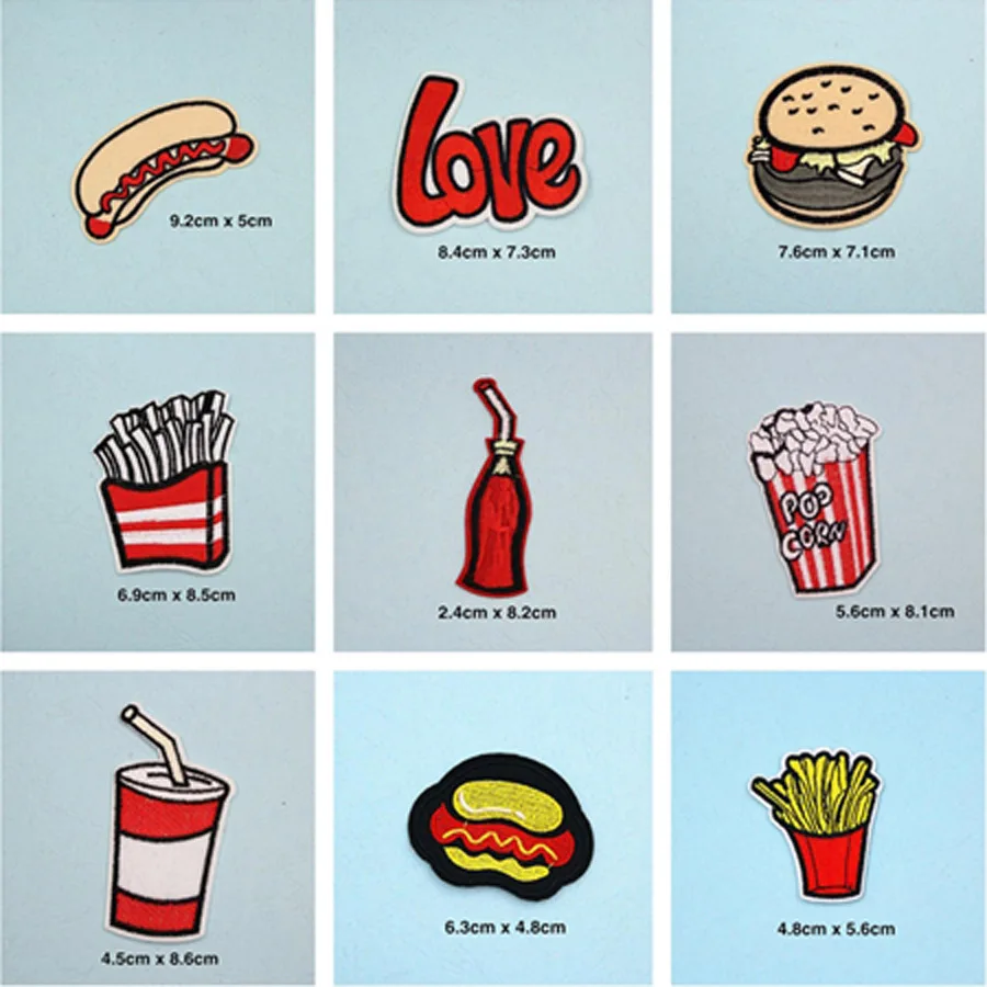 Hot Dog Hamburger Patches Cap Shoe Iron On Embroidered Appliques DIY Apparel Accessories Patch For Clothing Fabric Badges BU19
Hot Dog Hamburger Patches Cap Shoe Iron On Embroidered Appliques DIY Apparel Accessories Patch For Clothing Fabric Badges BU19