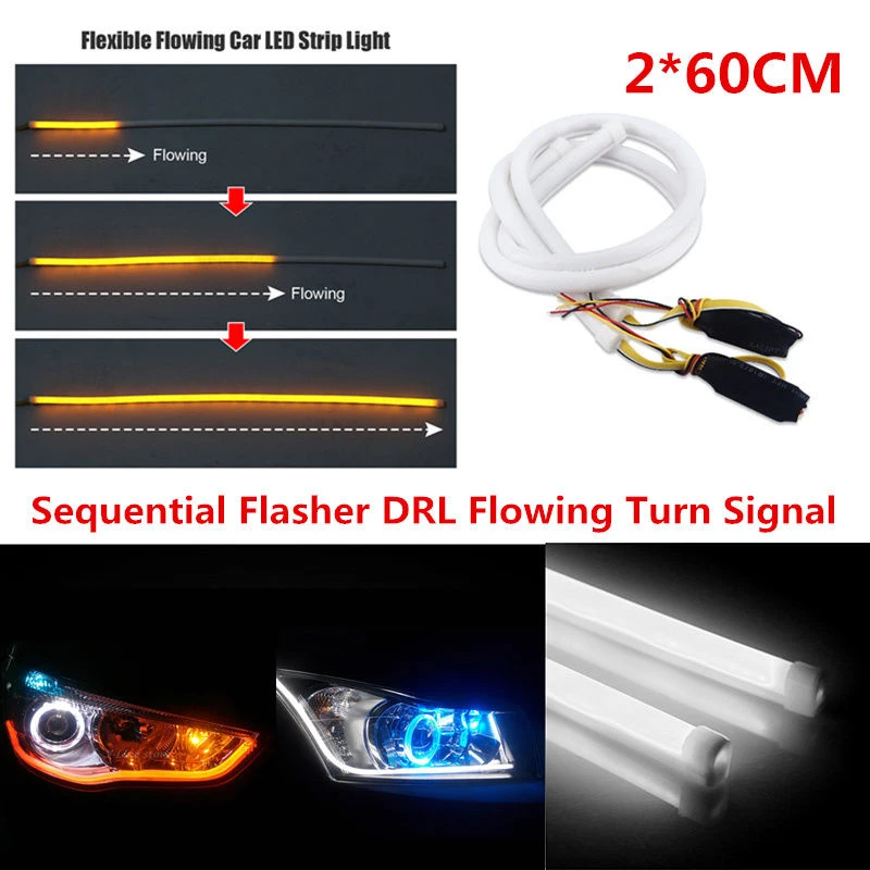 2pcs/set 60cm Flexible LED Tube Strip Light Turn Signal DRL White Amber Switchback
2pcs/set 60cm Flexible LED Tube Strip Light Turn Signal DRL White Amber Switchback