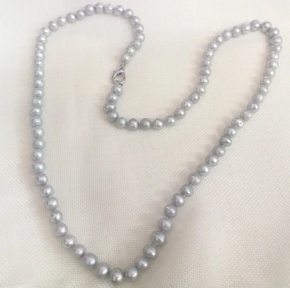 Women Jewelry 80cm 32'' necklace 7x8mm bright gray pearl handmade Real cultured freshwater pearl gift
Women Jewelry 80cm 32'' necklace 7x8mm bright gray pearl handmade Real cultured freshwater pearl gift