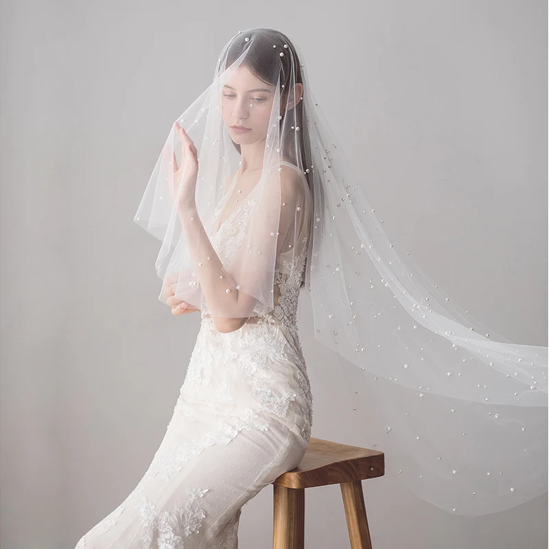 SLBRIDAL Two Layer Wedding Veils With Combs Ivory Pearls Bridal Veils Wedding Accessories For Bride Mariage Women
SLBRIDAL Two Layer Wedding Veils With Combs Ivory Pearls Bridal Veils Wedding Accessories For Bride Mariage Women