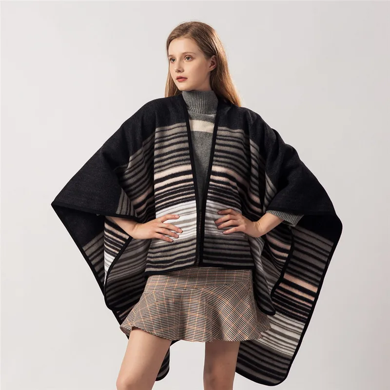 2019 New Fashion Autumn Winter Warm Poncho And Capes For Women Oversized Striped Shawls Wraps Cashmere Pashmina Female Bufanda
2019 New Fashion Autumn Winter Warm Poncho And Capes For Women Oversized Striped Shawls Wraps Cashmere Pashmina Female Bufanda