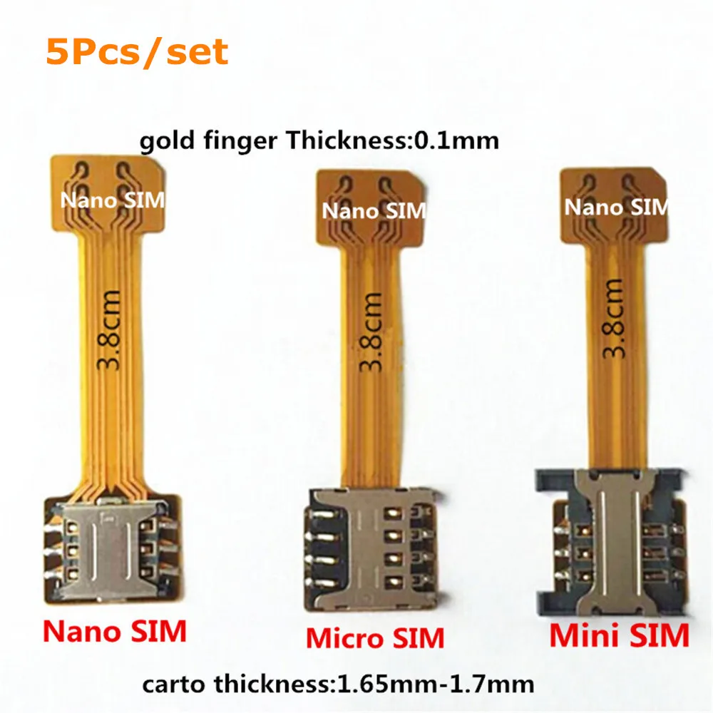 Фото 5 шт. Гибридный адаптер Micro SD TF для двух SIM-карт Xiaomi Huawei Double 2 Nano Mini SIM слот