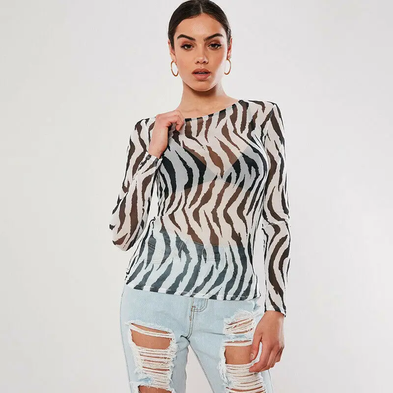 Women Blouse 2019 Fashion Ladies Zebra Print Transparent Mesh Sheer Tops Slim Blouse Blusas Femininas
Women Blouse 2019 Fashion Ladies Zebra Print Transparent Mesh Sheer Tops Slim Blouse Blusas Femininas