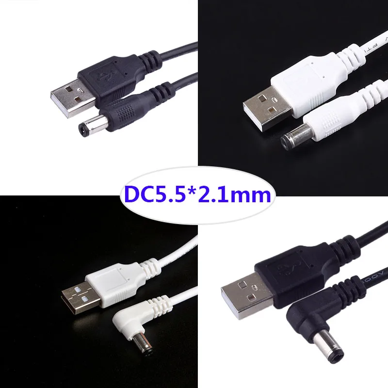 Разъем питания постоянного тока USB преобразователь в 5 5*2 1 мм/DC 5x2 мм белый черный L