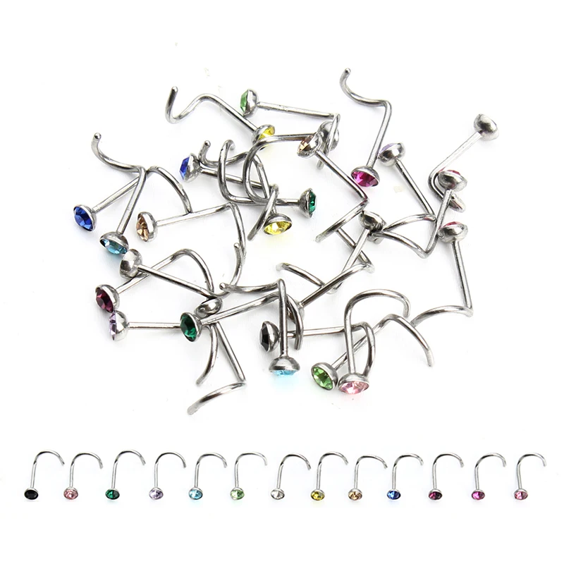 Fashion 20pcs/lot Stainless Steel Crystal Rhinestone Nose Studs Hooks Bar Pin Nose Rings Body Piercing Jewelry For Women F3710
Fashion 20pcs/lot Stainless Steel Crystal Rhinestone Nose Studs Hooks Bar Pin Nose Rings Body Piercing Jewelry For Women F3710