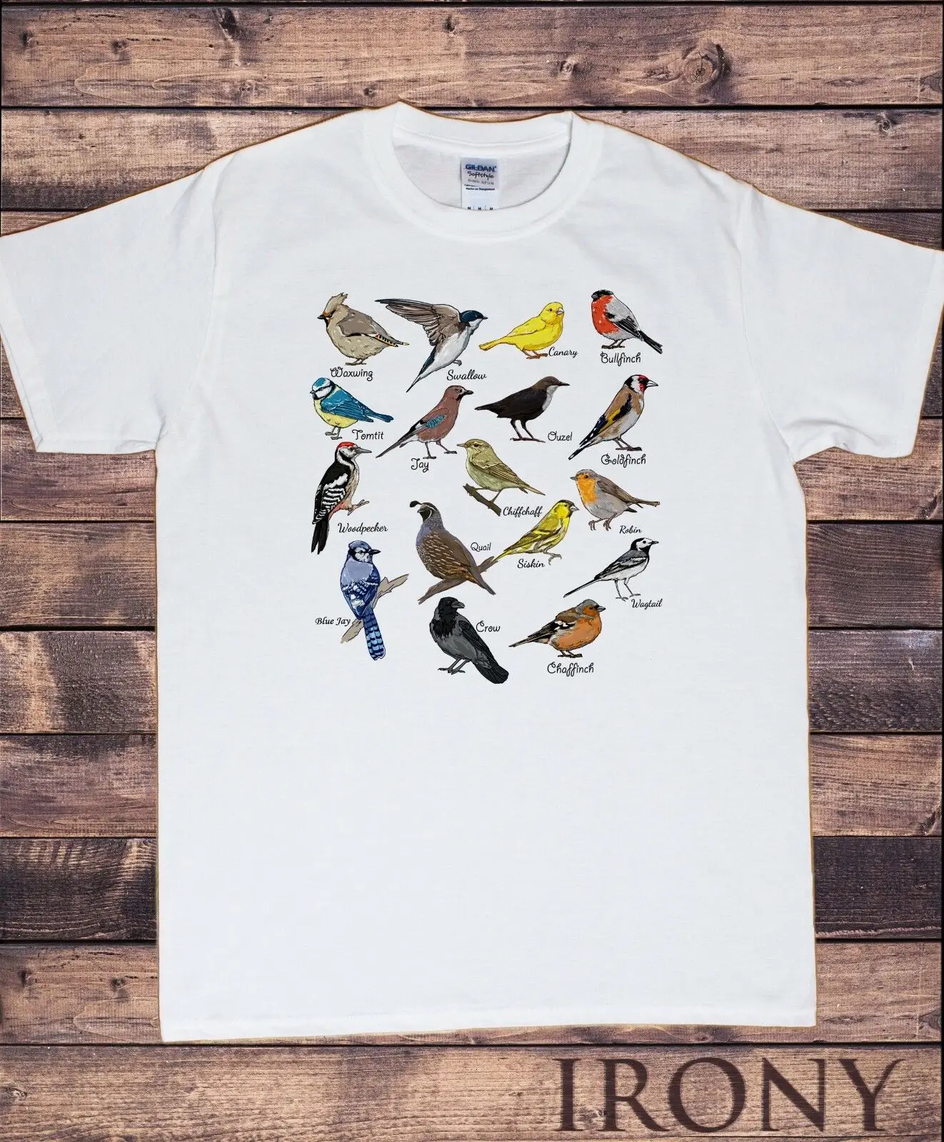 Мужская белая футболка британский инди наблюдение за птицами Twitchers Bird names Print TS577