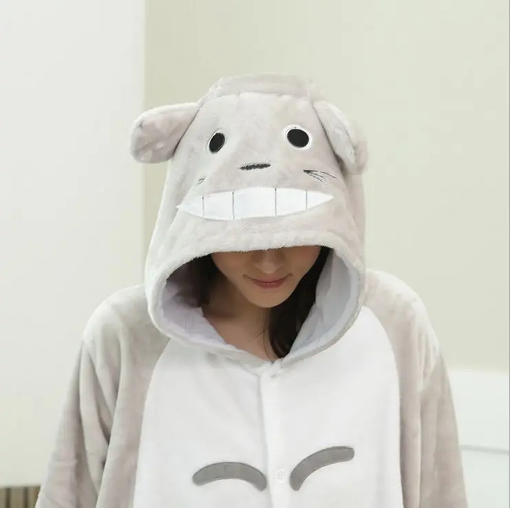 Животного пижамы Loungewear Для женщин милый кот длинный рукав с капюшоном полиэстер