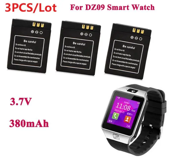 3 шт./лот 7 в 380 мАч для A1 DZ09 SmartWatch перезаряжаемая литий ионная полимерная батарея RYX