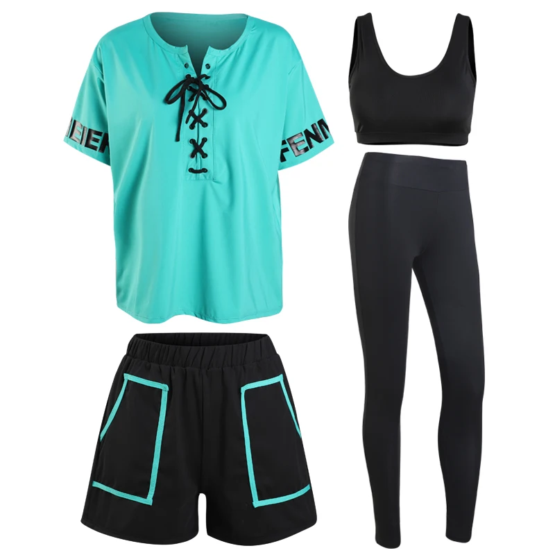 Summer Fitness Women Yoga 4 in 1 Set Black Sport Bra & Sport Shorts & Colors T-shirts Gym Clothes Sportswear Outdoor Jogging
Summer Fitness Women Yoga 4 in 1 Set Black Sport Bra & Sport Shorts & Colors T-shirts Gym Clothes Sportswear Outdoor Jogging