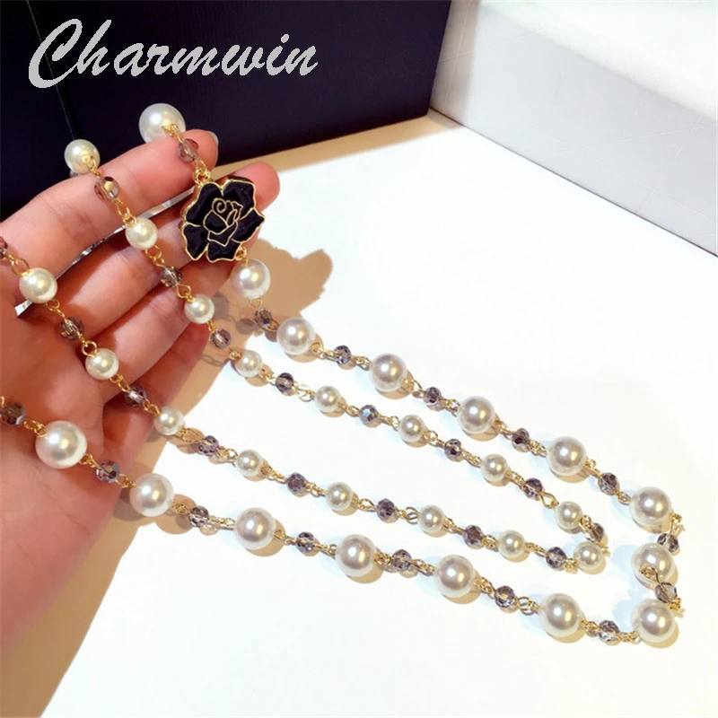 Charmwin New Fashion Classic Two Layers Sweater Chain Long Necklaces For Women Imitation Pearl Crystal Flower Necklaces PN0369
Charmwin New Fashion Classic Two Layers Sweater Chain Long Necklaces For Women Imitation Pearl Crystal Flower Necklaces PN0369
