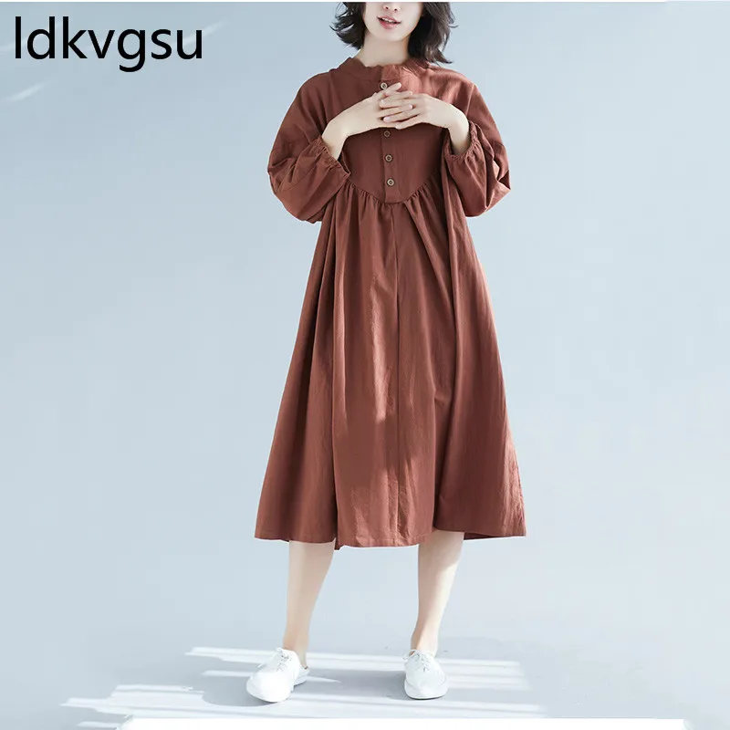 2019 Spring And Summer Dress New Cotton Linen Large Size Women Elbise Mujer Loose Solid Seven-quarter Sleeve Shirt Dress f022
2019 Spring And Summer Dress New Cotton Linen Large Size Women Elbise Mujer Loose Solid Seven-quarter Sleeve Shirt Dress f022