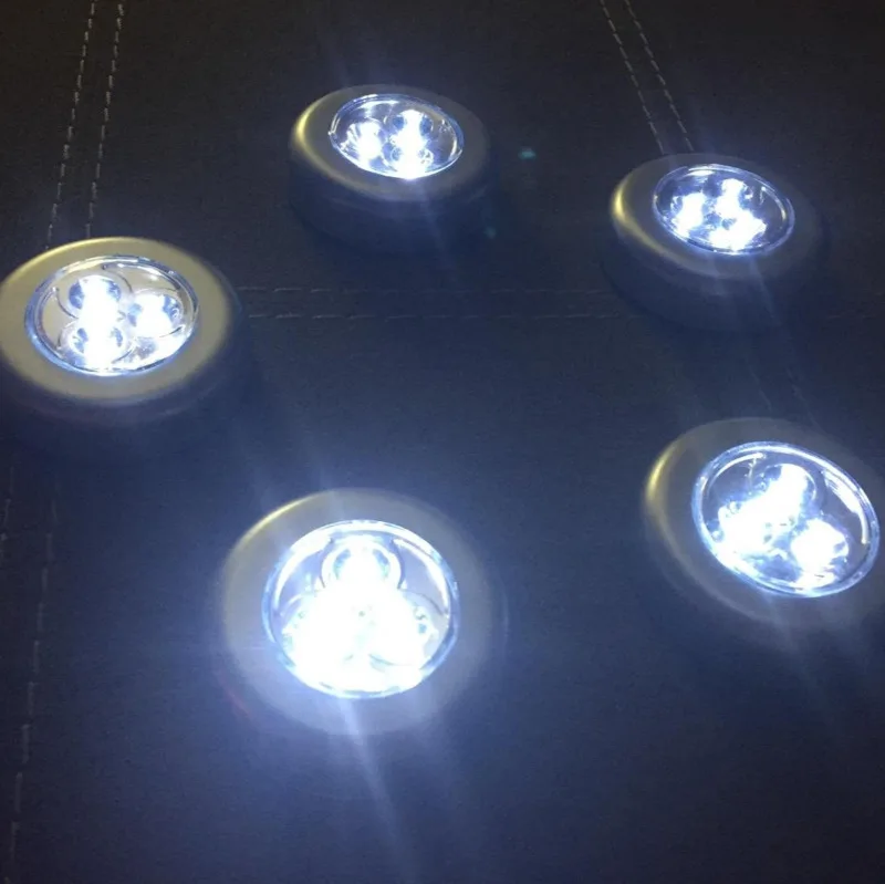 Серебряный 3 светодиодный Светодиодный шкаф лампа батарея питание беспроводной