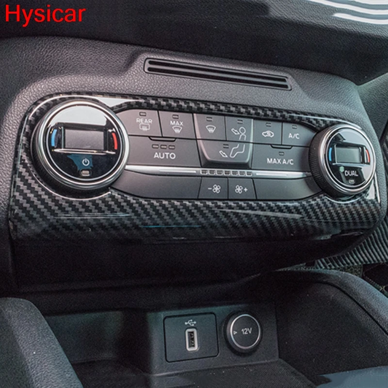 HSYICAR Для Ford Focus 2019 Кнопки переключения кондиционера рамки панели отделки стиля автомобильных аксессуаров интерьера ABS Карбоновое волокно на.