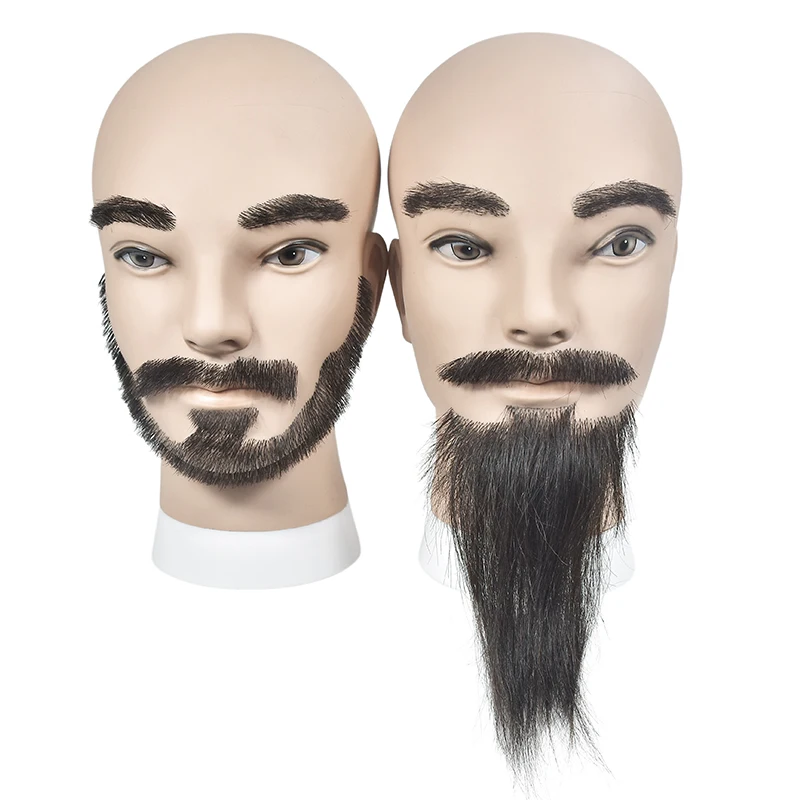

Мужские натуральные волосы с бородой, парикмахерский косметологический манекен, тренировочная голова с зажимом