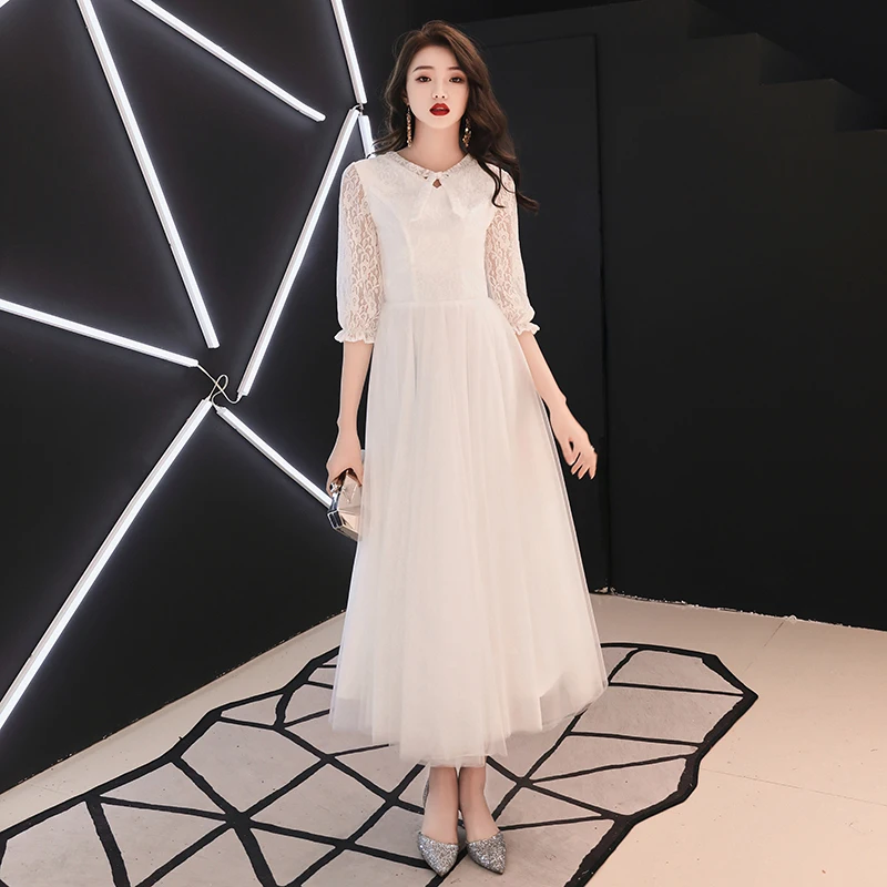 Elegant Simple Lace Long-sleeved White Evening Dress Female 2019 New Costume Formal Dresses Evening Gown Vestido De vestido
Elegant Simple Lace Long-sleeved White Evening Dress Female 2019 New Costume Formal Dresses Evening Gown Vestido De vestido