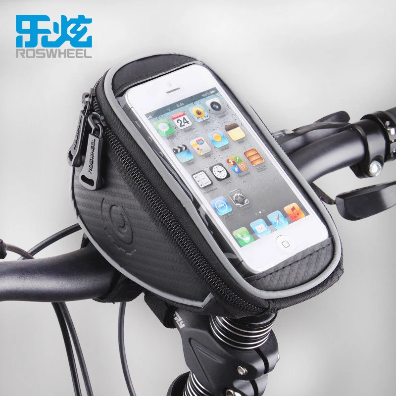 

ROSWHEEL Bicycle Front Frame Handlebar Bag Pouch for 4.2 in/5 in/5.7 in Cellphone Bike phone bag touch screen Cycling equipment