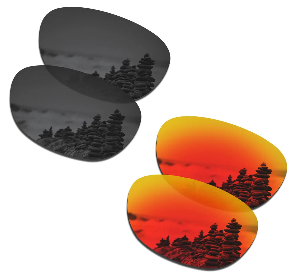 

SmartVLT 2 Pairs Polarized Sunglasses Replacement Lenses for Oakley Stringer Stealth Black and Fire Red